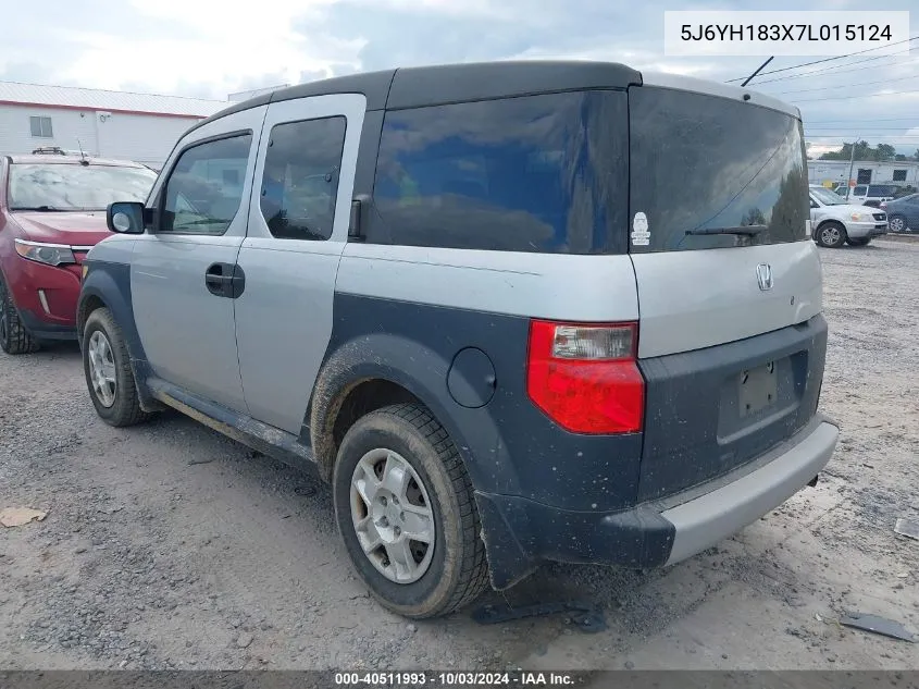 2007 Honda Element Lx VIN: 5J6YH183X7L015124 Lot: 40511993