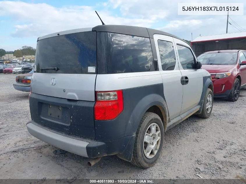 2007 Honda Element Lx VIN: 5J6YH183X7L015124 Lot: 40511993