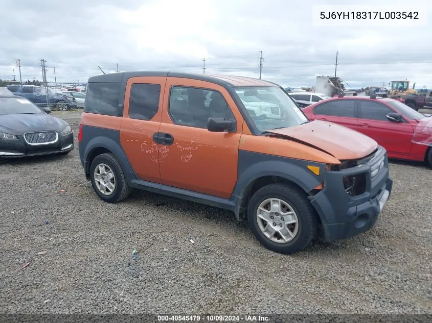 2007 Honda Element Lx VIN: 5J6YH18317L003542 Lot: 40545479