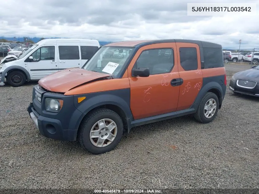 2007 Honda Element Lx VIN: 5J6YH18317L003542 Lot: 40545479