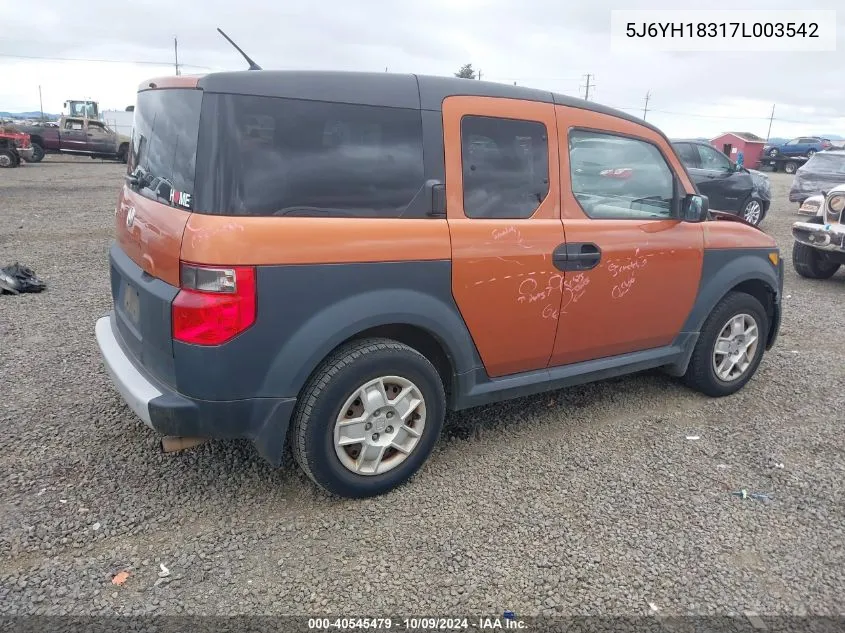 2007 Honda Element Lx VIN: 5J6YH18317L003542 Lot: 40545479