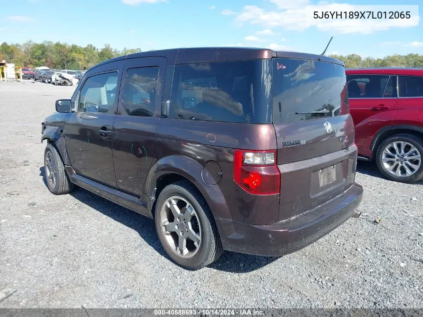 2007 Honda Element Sc VIN: 5J6YH189X7L012065 Lot: 40588693