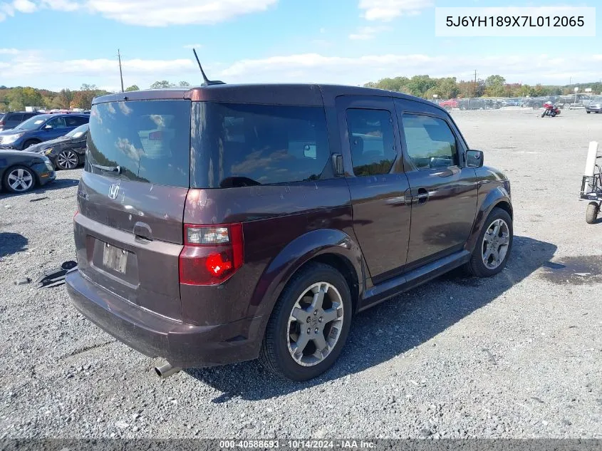 2007 Honda Element Sc VIN: 5J6YH189X7L012065 Lot: 40588693