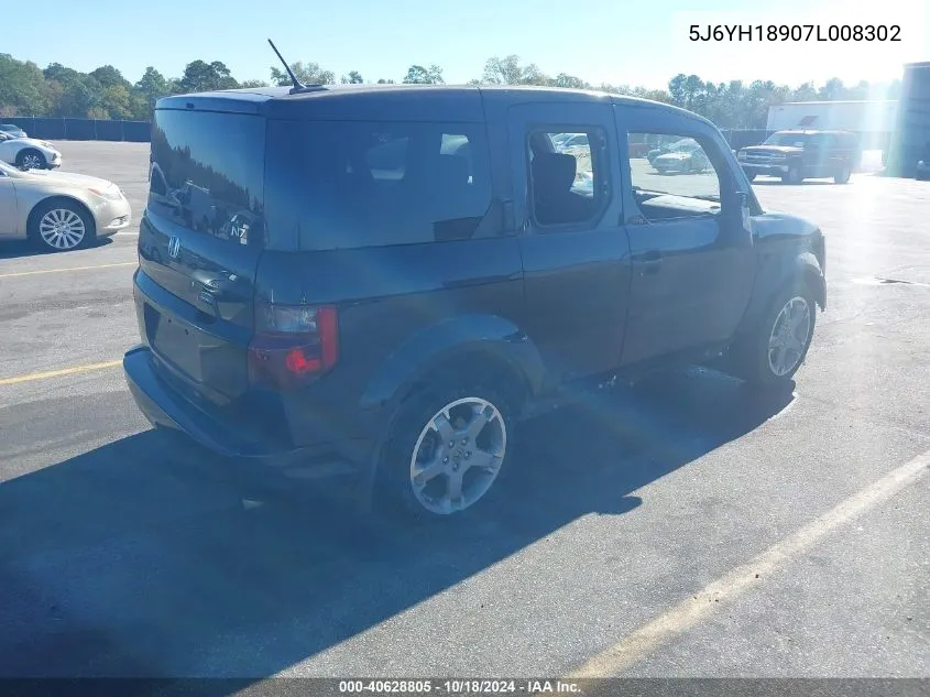 2007 Honda Element Sc VIN: 5J6YH18907L008302 Lot: 40628805