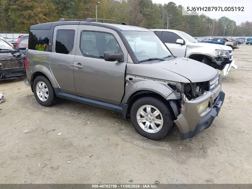 2007 Honda Element Ex VIN: 5J6YH28797L005192 Lot: 40762799