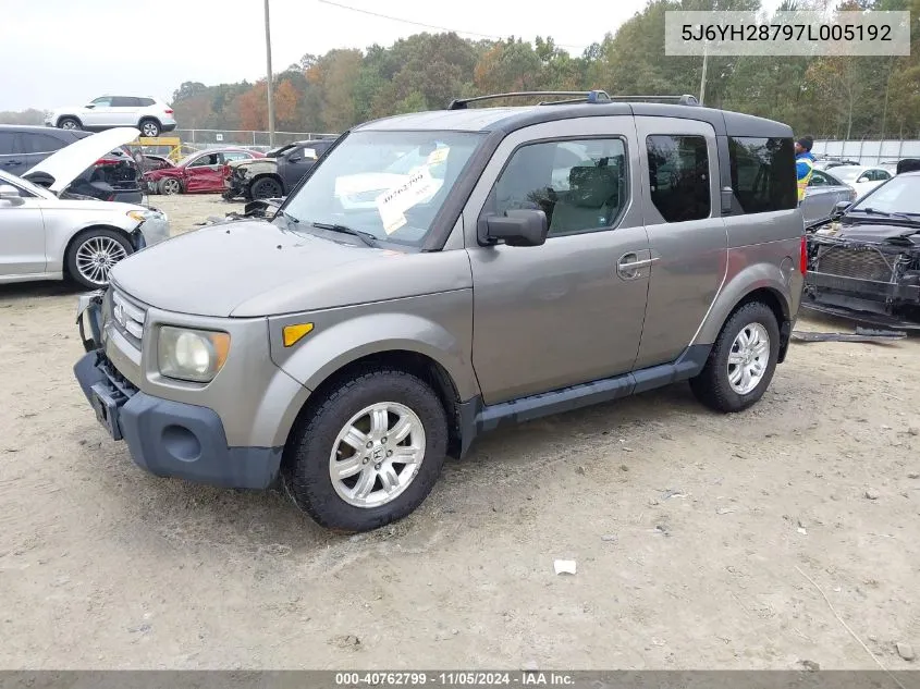 2007 Honda Element Ex VIN: 5J6YH28797L005192 Lot: 40762799