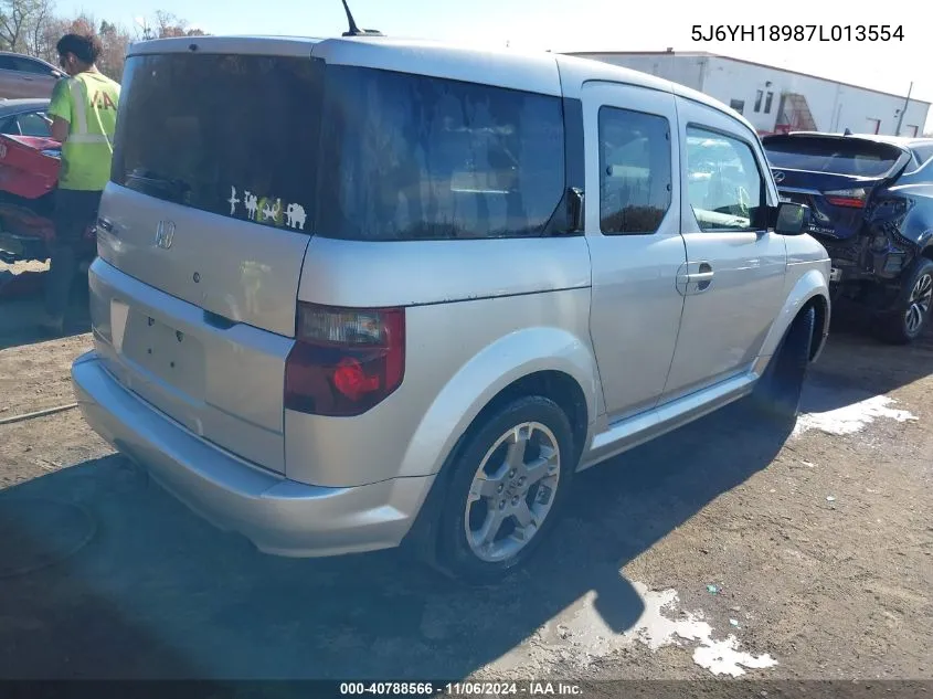 2007 Honda Element Sc VIN: 5J6YH18987L013554 Lot: 40788566