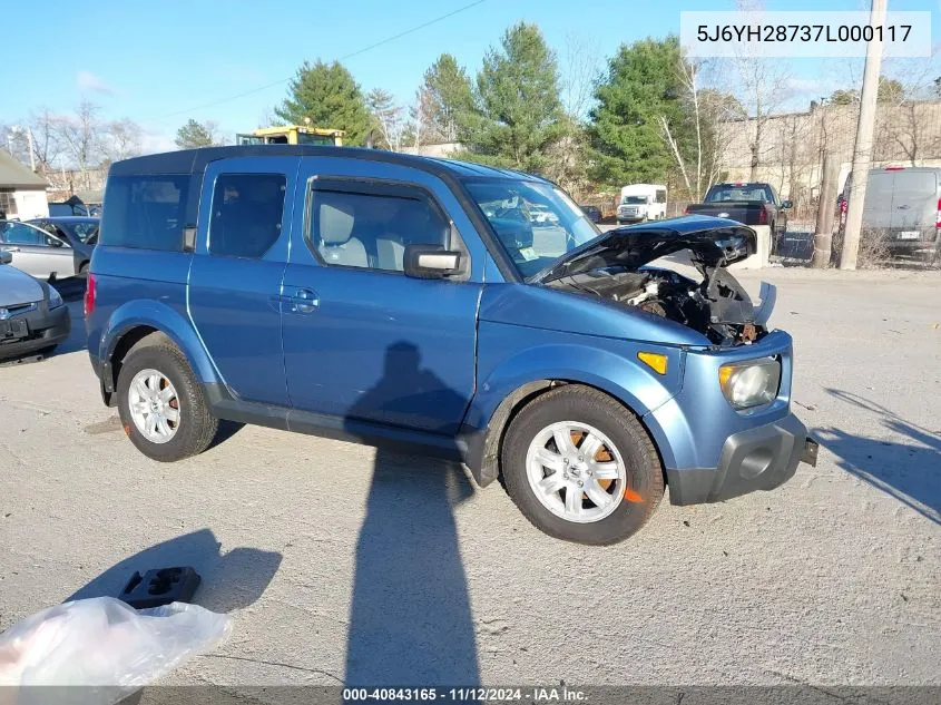 2007 Honda Element Ex VIN: 5J6YH28737L000117 Lot: 40843165