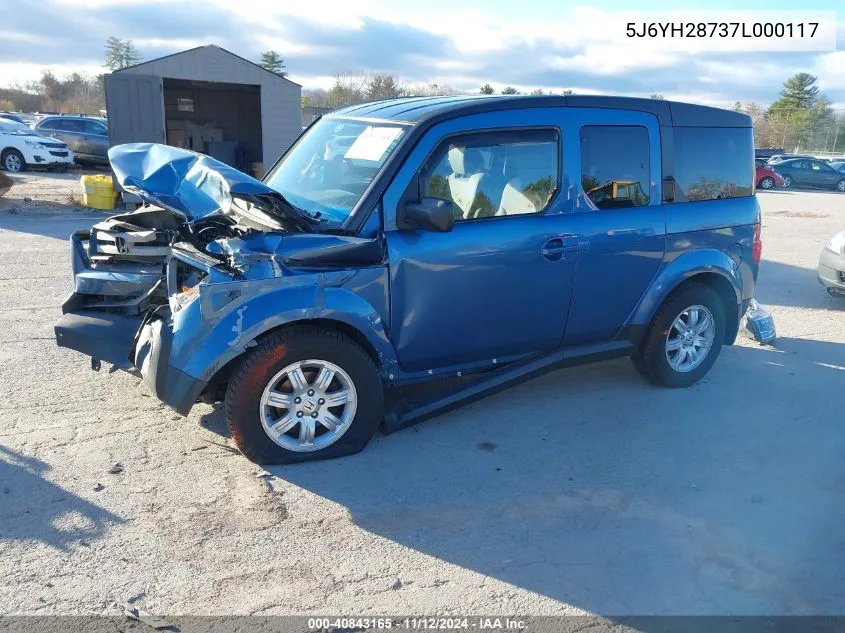 2007 Honda Element Ex VIN: 5J6YH28737L000117 Lot: 40843165