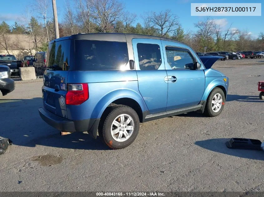 2007 Honda Element Ex VIN: 5J6YH28737L000117 Lot: 40843165