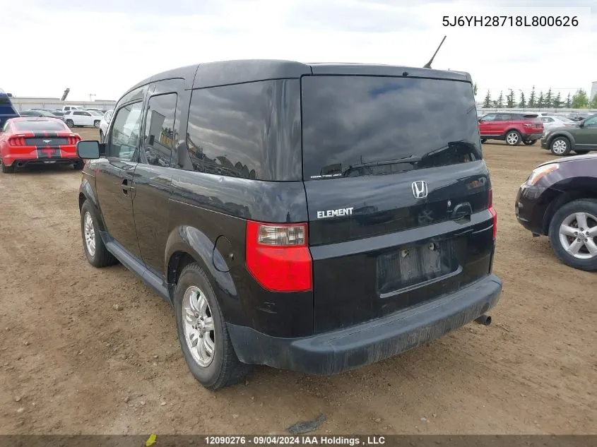 2008 Honda Element VIN: 5J6YH28718L800626 Lot: 12090276