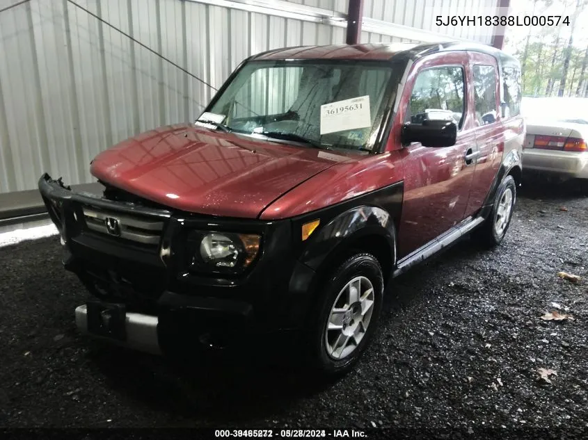 2008 Honda Element Lx VIN: 5J6YH18388L000574 Lot: 39465272