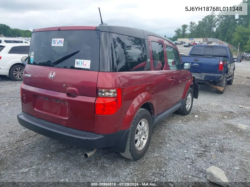 2008 Honda Element Ex VIN: 5J6YH18768L011348 Lot: 39968818