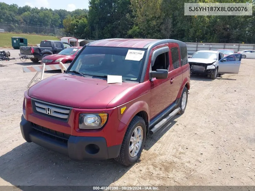 2008 Honda Element Ex VIN: 5J6YH187X8L000076 Lot: 40207398