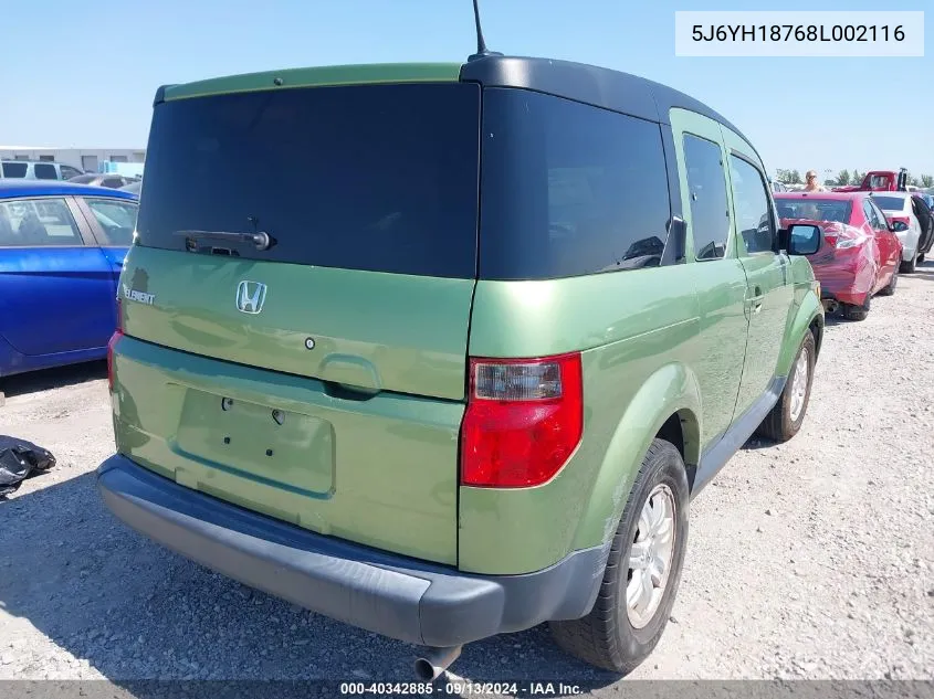 5J6YH18768L002116 2008 Honda Element Ex