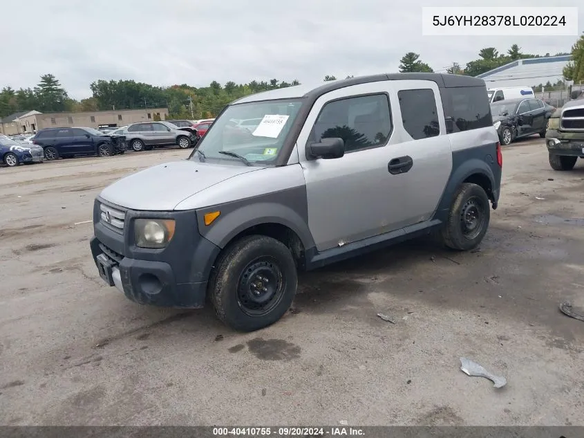 2008 Honda Element Lx VIN: 5J6YH28378L020224 Lot: 40410755