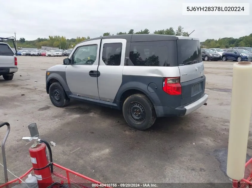 2008 Honda Element Lx VIN: 5J6YH28378L020224 Lot: 40410755