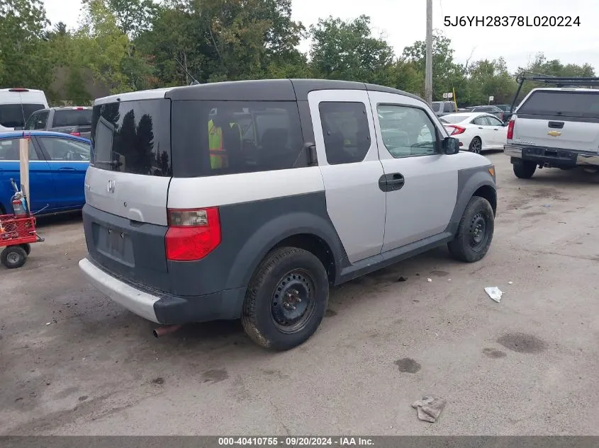 2008 Honda Element Lx VIN: 5J6YH28378L020224 Lot: 40410755