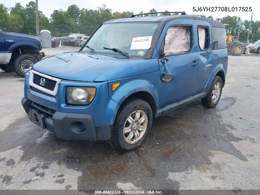 2008 Honda Element Ex VIN: 5J6YH27708L017525 Lot: 40422325