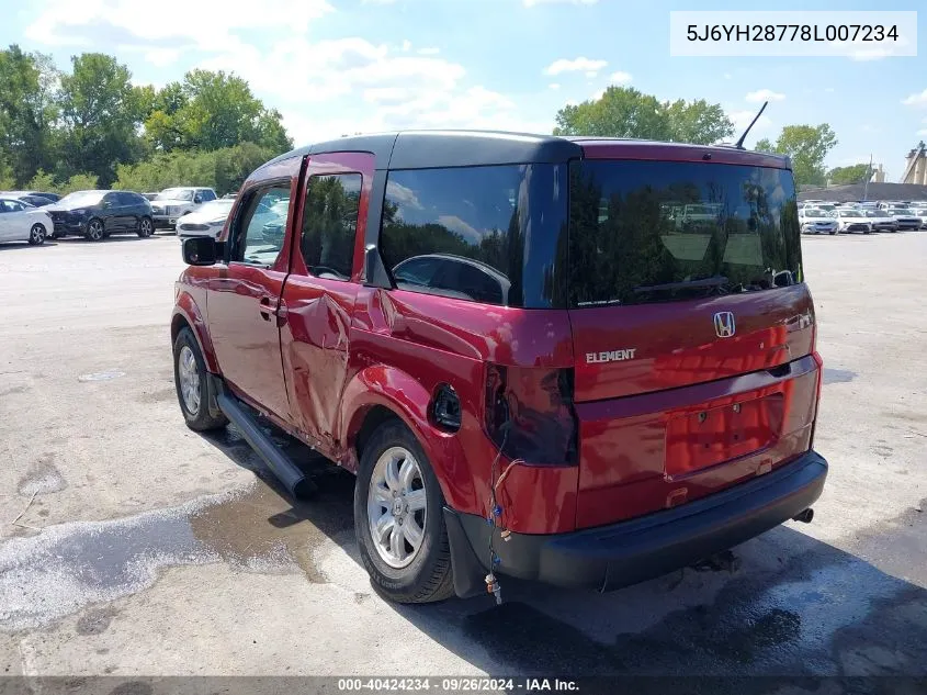 2008 Honda Element Ex VIN: 5J6YH28778L007234 Lot: 40424234