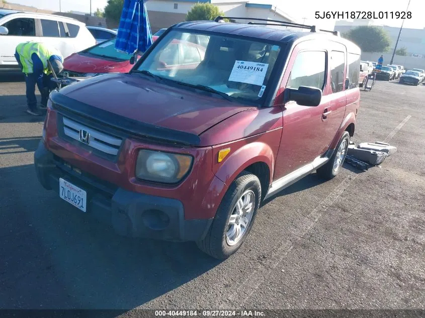 2008 Honda Element Ex VIN: 5J6YH18728L011928 Lot: 40449184