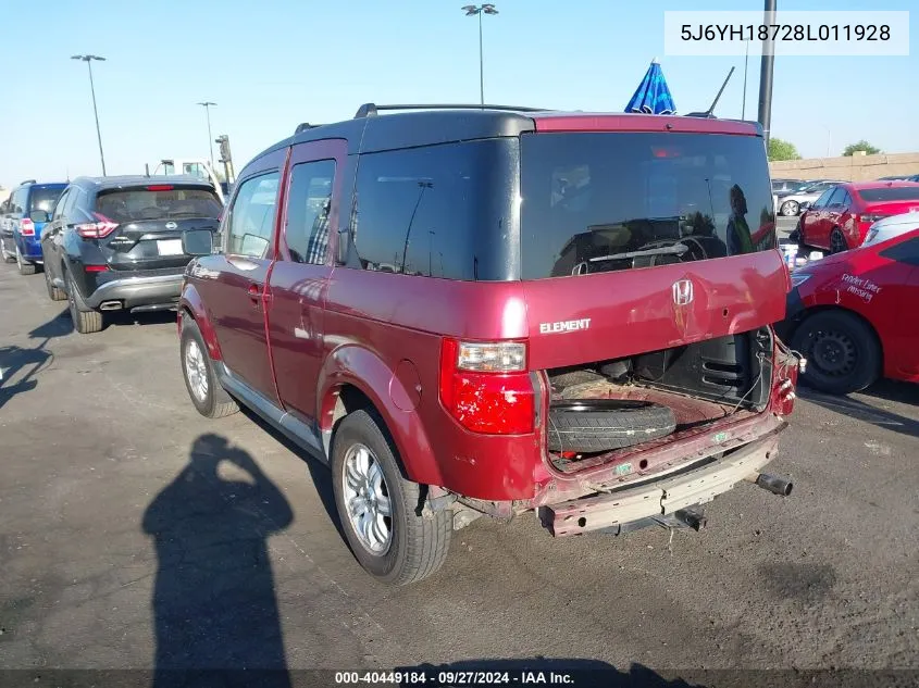 2008 Honda Element Ex VIN: 5J6YH18728L011928 Lot: 40449184