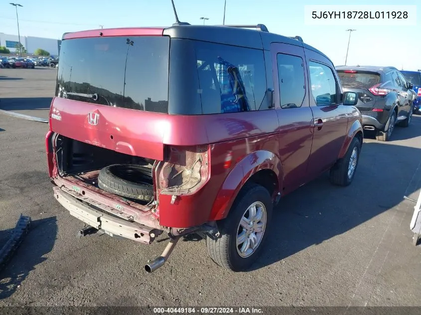 2008 Honda Element Ex VIN: 5J6YH18728L011928 Lot: 40449184