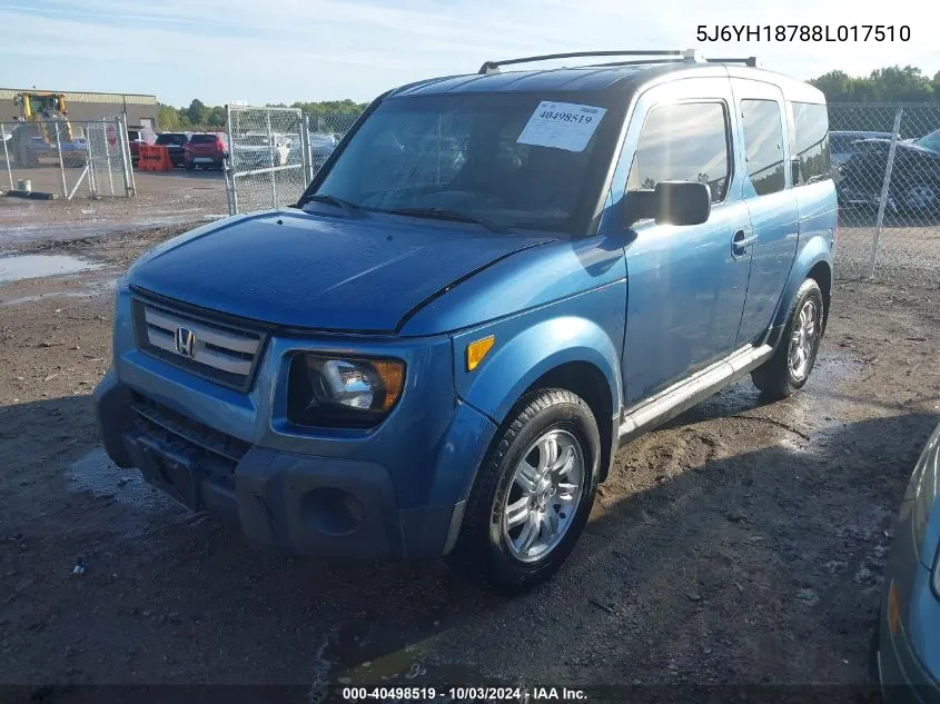 2008 Honda Element Ex VIN: 5J6YH18788L017510 Lot: 40498519