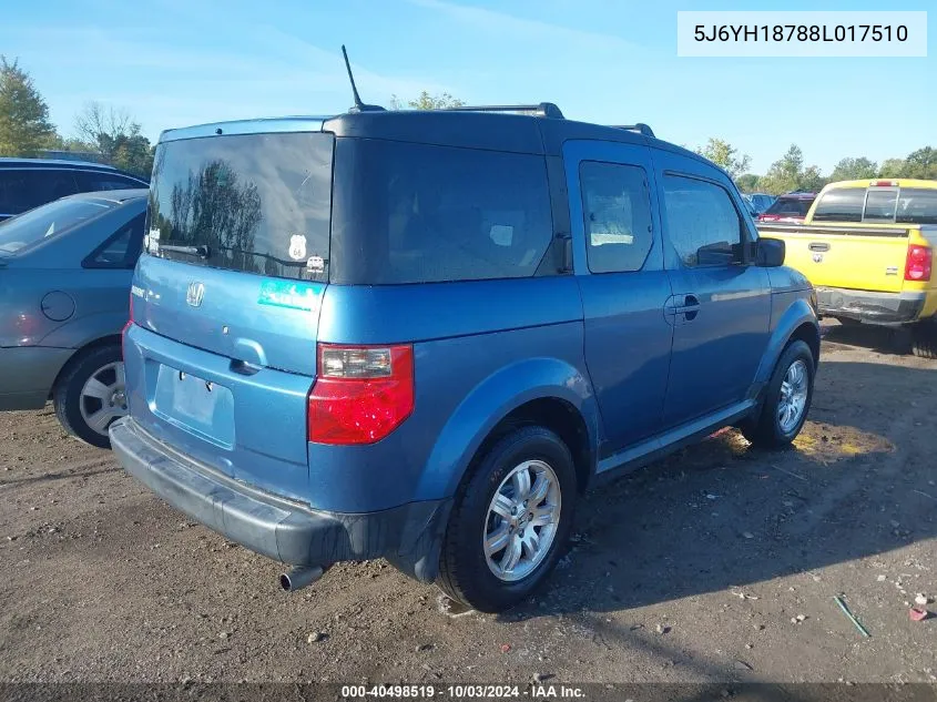 2008 Honda Element Ex VIN: 5J6YH18788L017510 Lot: 40498519