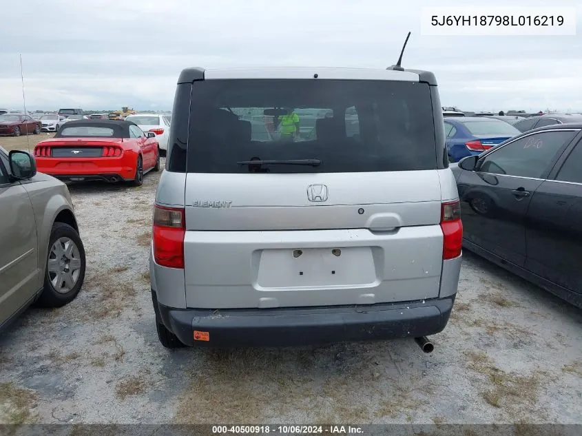 2008 Honda Element Ex VIN: 5J6YH18798L016219 Lot: 40500918