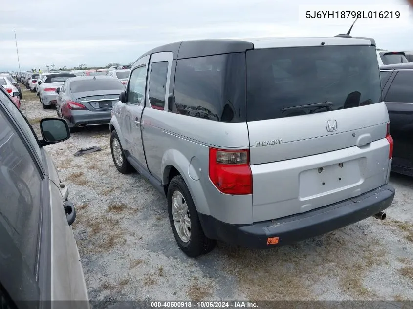 2008 Honda Element Ex VIN: 5J6YH18798L016219 Lot: 40500918