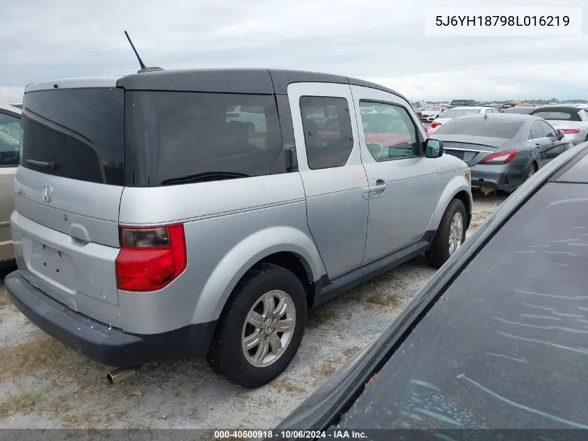 2008 Honda Element Ex VIN: 5J6YH18798L016219 Lot: 40500918