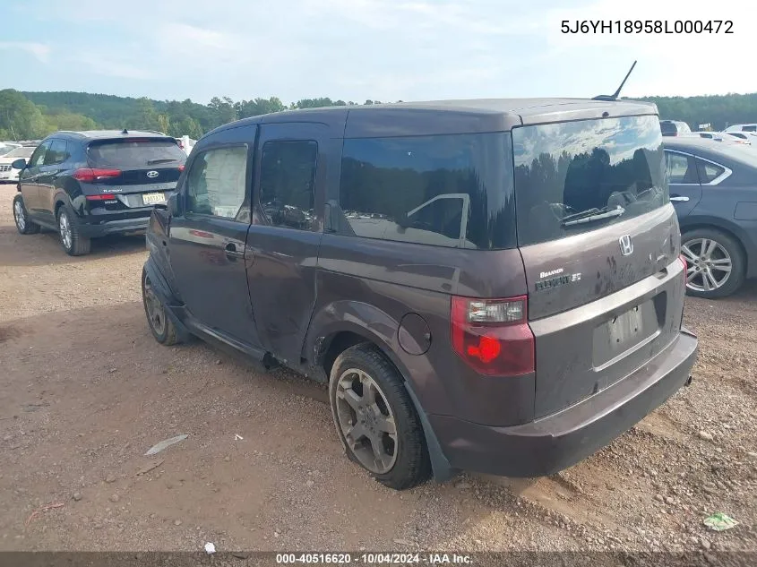 2008 Honda Element Sc VIN: 5J6YH18958L000472 Lot: 40516620