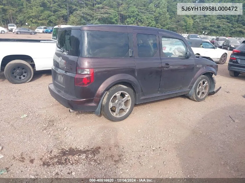 2008 Honda Element Sc VIN: 5J6YH18958L000472 Lot: 40516620