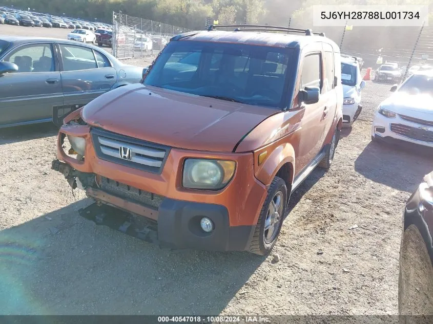 2008 Honda Element Ex VIN: 5J6YH28788L001734 Lot: 40547018