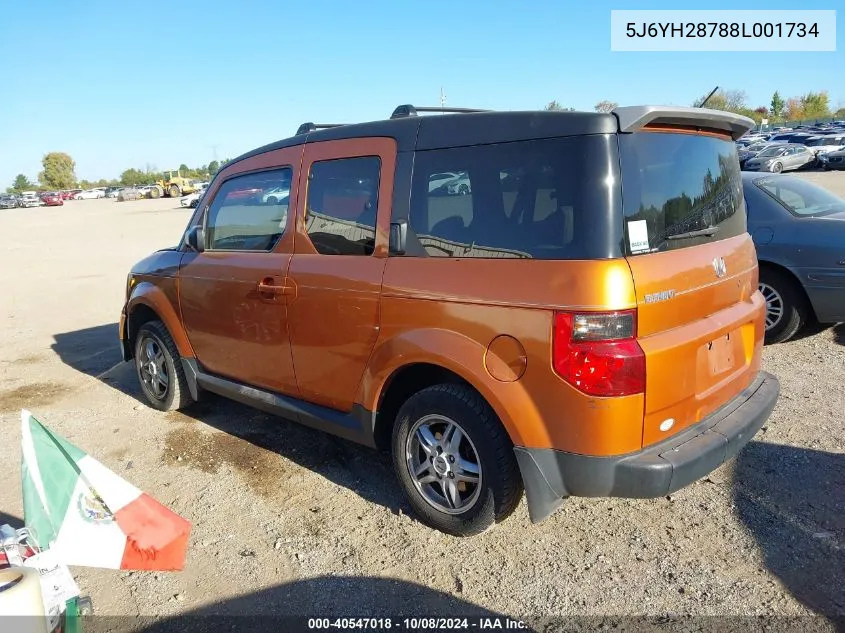 2008 Honda Element Ex VIN: 5J6YH28788L001734 Lot: 40547018