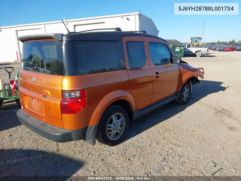 2008 Honda Element Ex VIN: 5J6YH28788L001734 Lot: 40547018