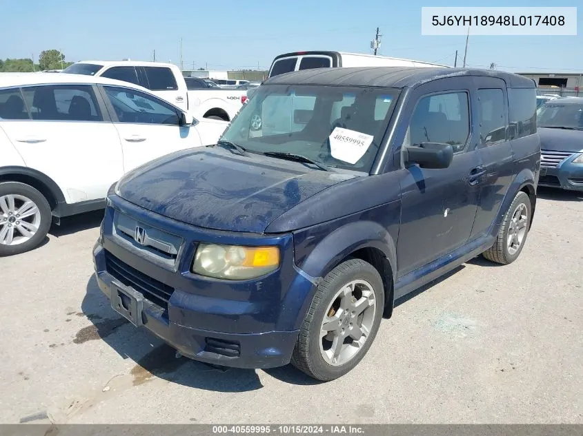 2008 Honda Element Sc VIN: 5J6YH18948L017408 Lot: 40559995