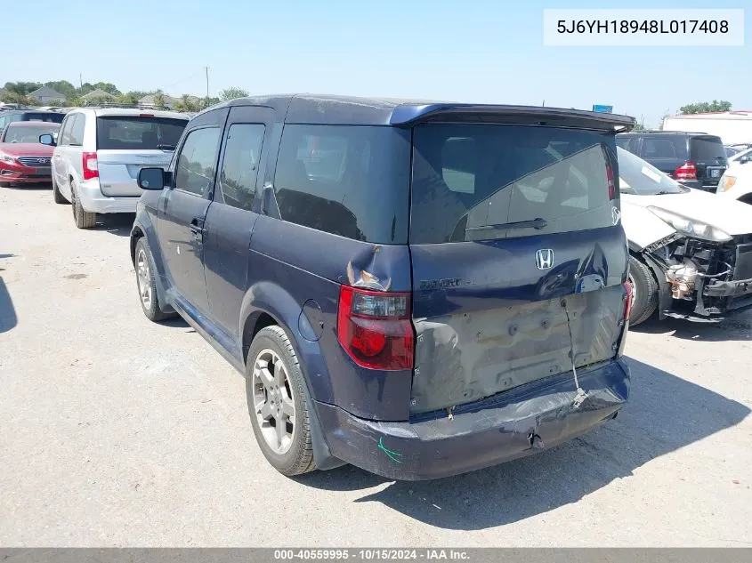 2008 Honda Element Sc VIN: 5J6YH18948L017408 Lot: 40559995