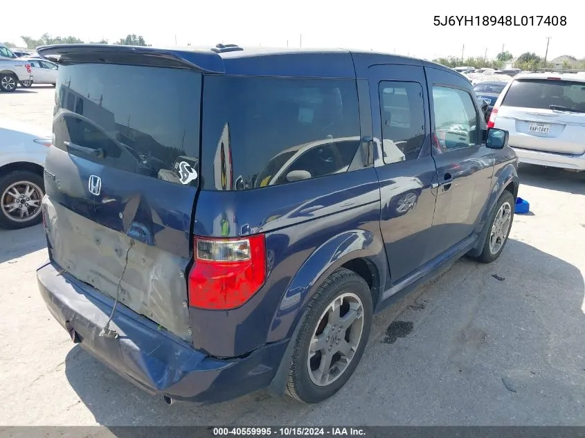 2008 Honda Element Sc VIN: 5J6YH18948L017408 Lot: 40559995