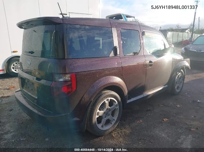 2008 Honda Element Sc VIN: 5J6YH18948L001337 Lot: 40584448