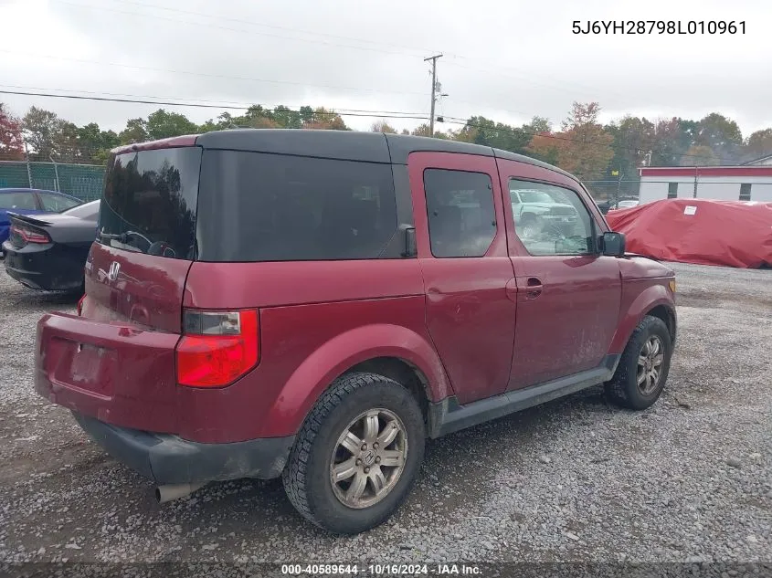 2008 Honda Element Ex VIN: 5J6YH28798L010961 Lot: 40589644