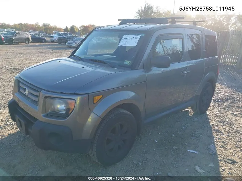 2008 Honda Element Ex VIN: 5J6YH28758L011945 Lot: 40625328