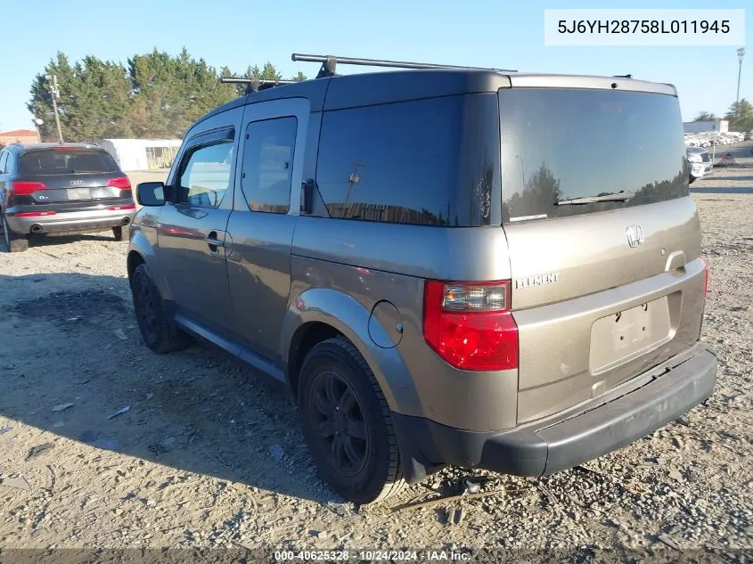 2008 Honda Element Ex VIN: 5J6YH28758L011945 Lot: 40625328