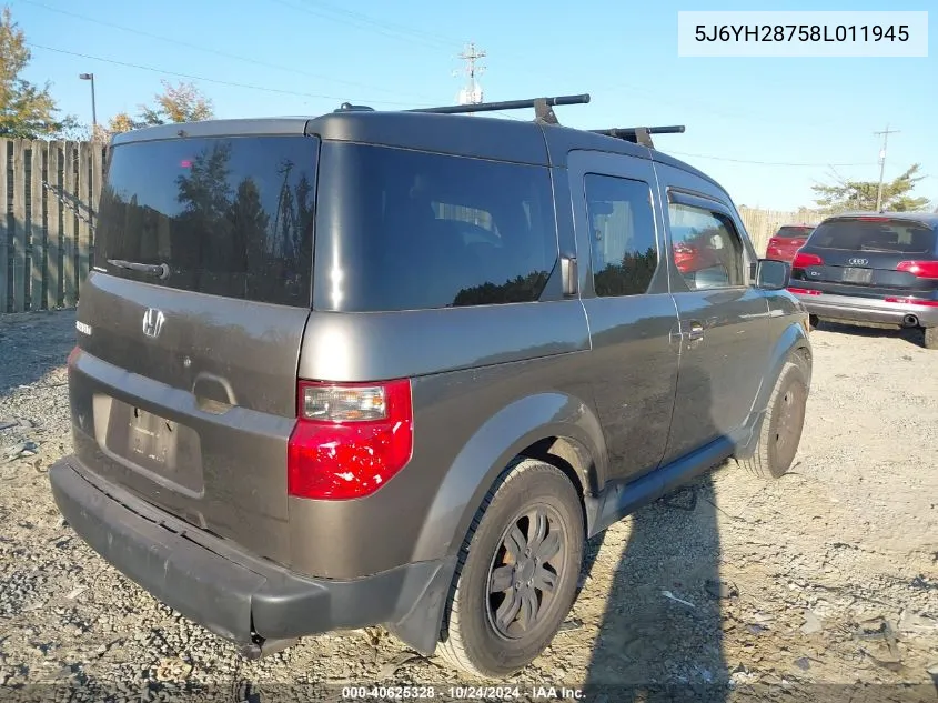 2008 Honda Element Ex VIN: 5J6YH28758L011945 Lot: 40625328