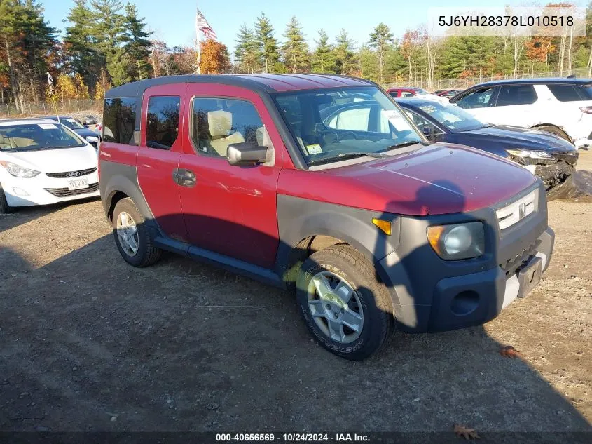 2008 Honda Element Lx VIN: 5J6YH28378L010518 Lot: 40656569