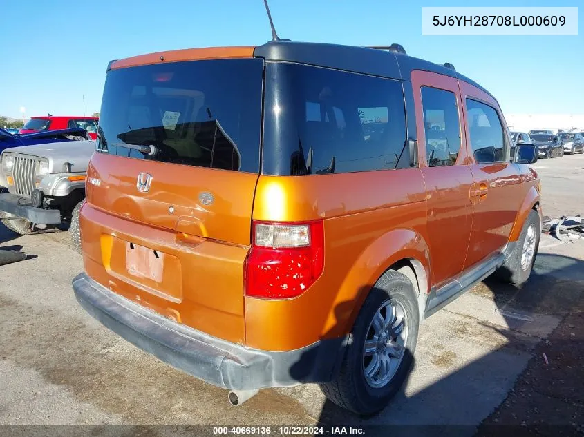 2008 Honda Element Ex VIN: 5J6YH28708L000609 Lot: 40669136