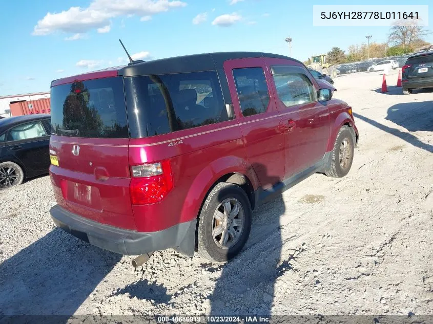 2008 Honda Element Ex VIN: 5J6YH28778L011641 Lot: 40686919