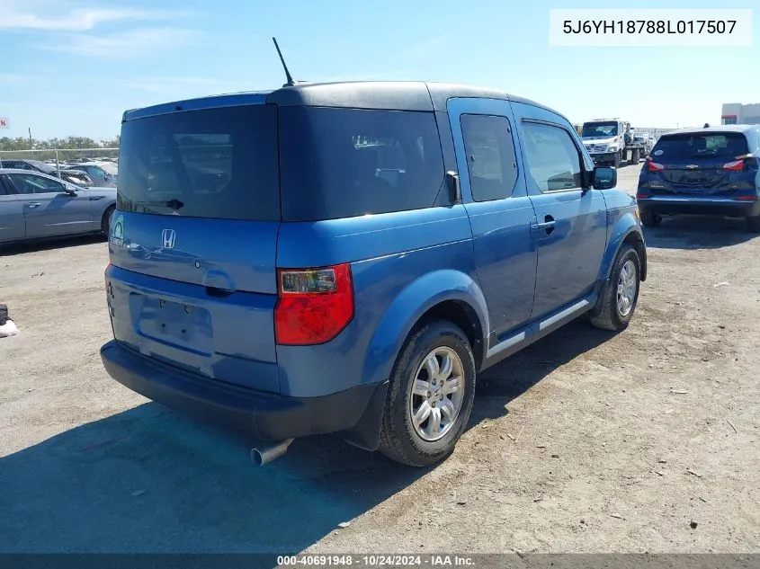 2008 Honda Element Ex VIN: 5J6YH18788L017507 Lot: 40691948