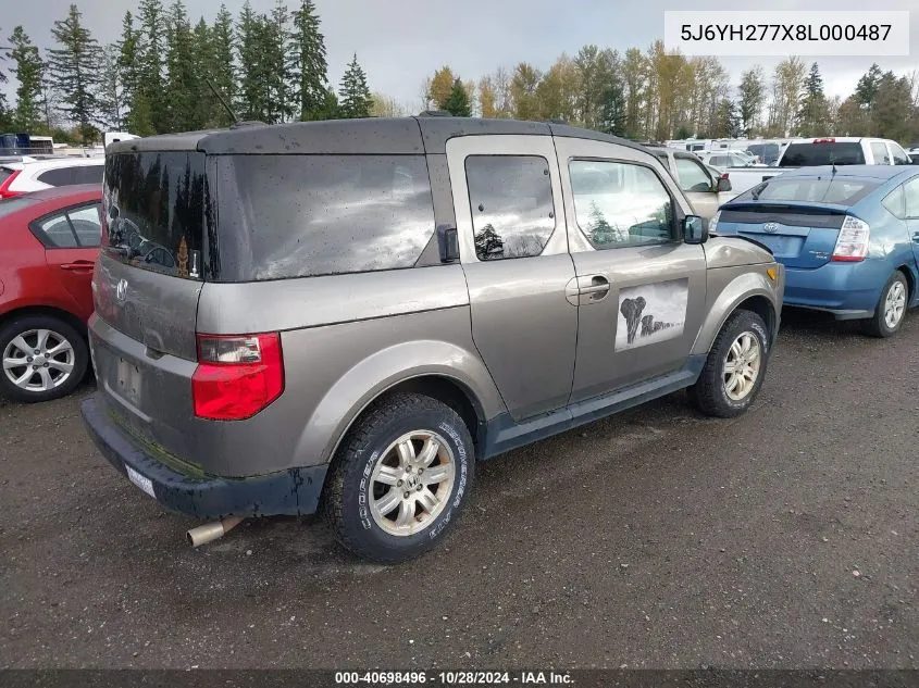 2008 Honda Element Ex VIN: 5J6YH277X8L000487 Lot: 40698496